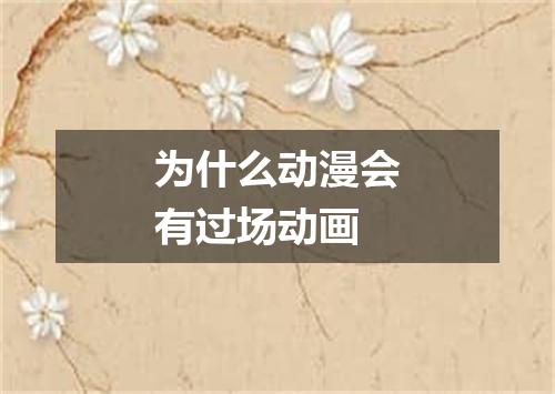 为什么动漫会有过场动画