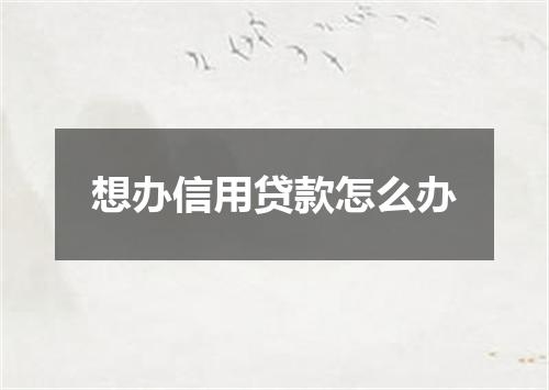 想办信用贷款怎么办