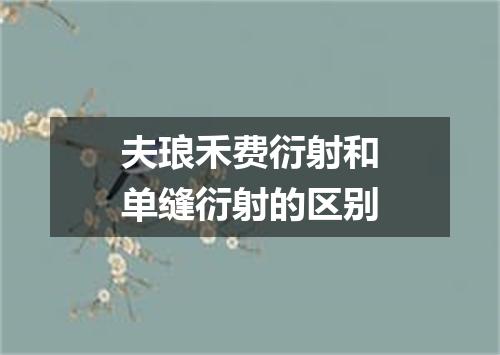 夫琅禾费衍射和单缝衍射的区别