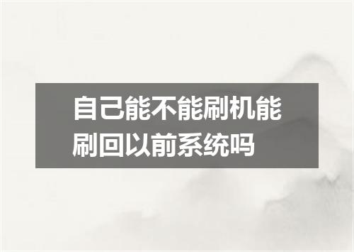 自己能不能刷机能刷回以前系统吗