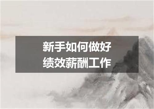 新手如何做好绩效薪酬工作