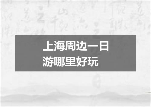 上海周边一日游哪里好玩