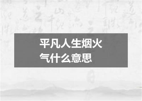 平凡人生烟火气什么意思