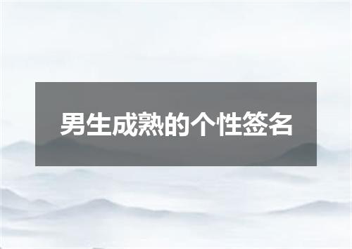 男生成熟的个性签名