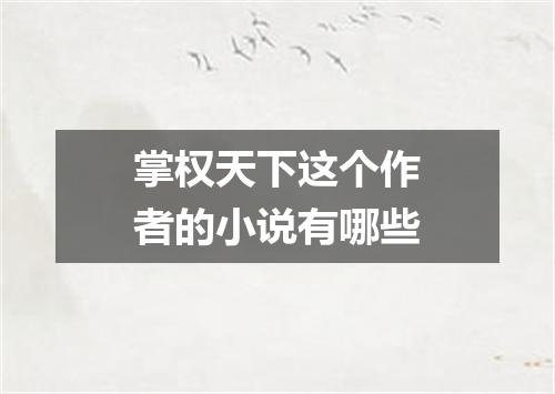 掌权天下这个作者的小说有哪些