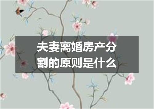 夫妻离婚房产分割的原则是什么