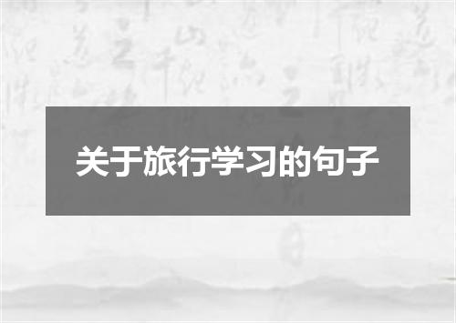 关于旅行学习的句子
