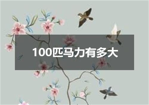 100匹马力有多大