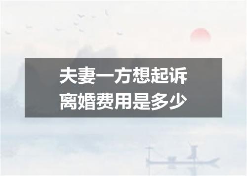 夫妻一方想起诉离婚费用是多少
