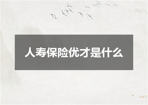 人寿保险优才是什么