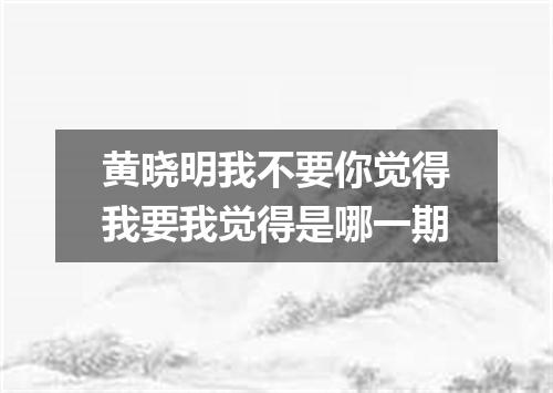 黄晓明我不要你觉得我要我觉得是哪一期