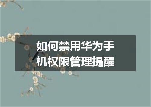 如何禁用华为手机权限管理提醒