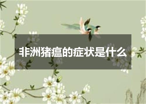 非洲猪瘟的症状是什么