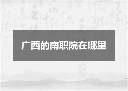 广西的南职院在哪里