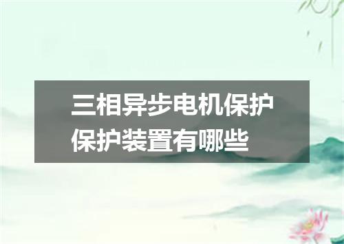 三相异步电机保护保护装置有哪些