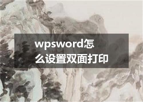 wpsword怎么设置双面打印