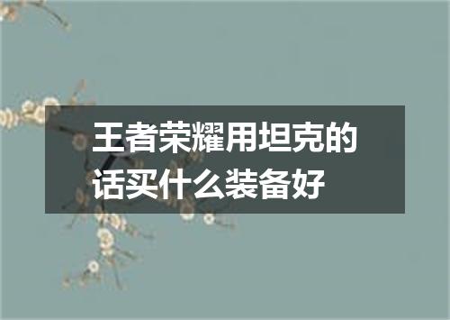 王者荣耀用坦克的话买什么装备好