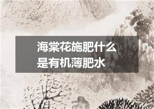 海棠花施肥什么是有机薄肥水