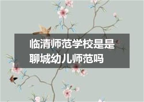 临清师范学校是是聊城幼儿师范吗