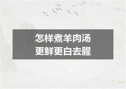怎样煮羊肉汤更鲜更白去腥