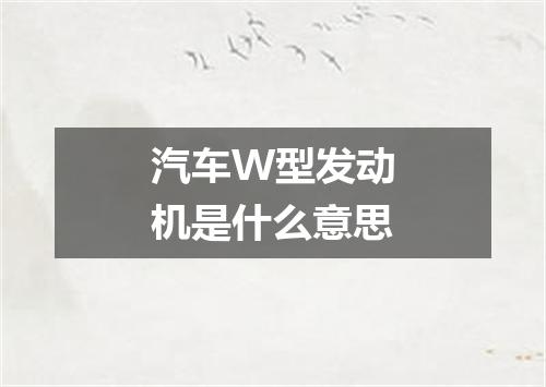 汽车W型发动机是什么意思