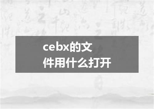 cebx的文件用什么打开