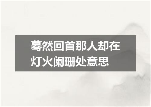 蓦然回首那人却在灯火阑珊处意思