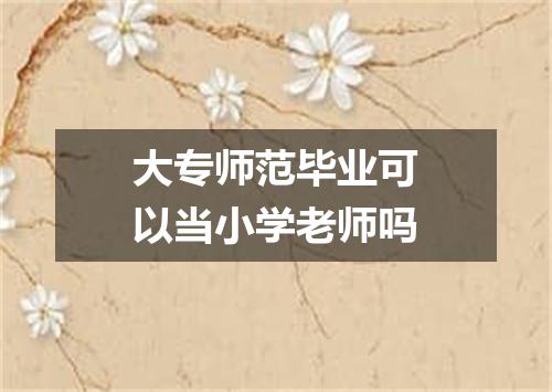 大专师范毕业可以当小学老师吗