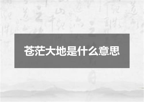 苍茫大地是什么意思