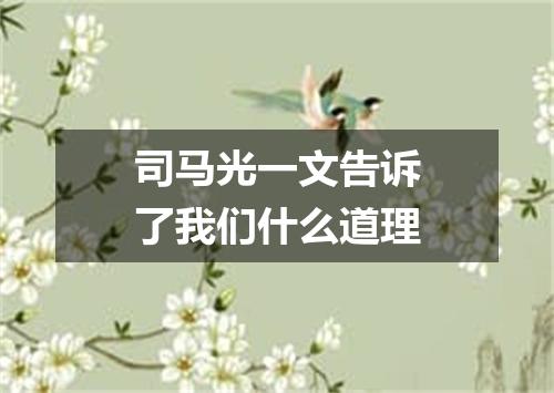 司马光一文告诉了我们什么道理