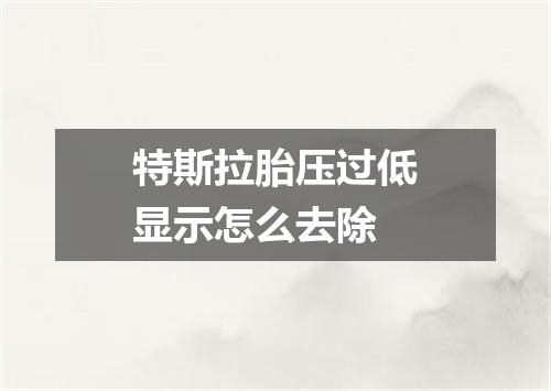 特斯拉胎压过低显示怎么去除