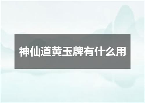 神仙道黄玉牌有什么用