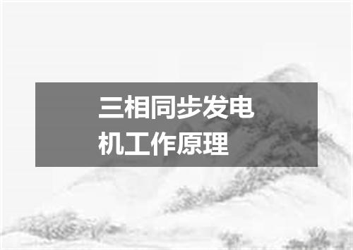 三相同步发电机工作原理