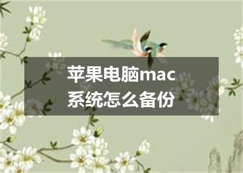 苹果电脑mac系统怎么备份