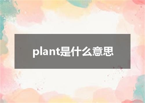 plant是什么意思