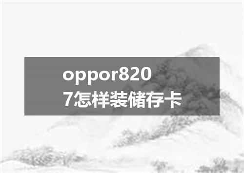 oppor8207怎样装储存卡
