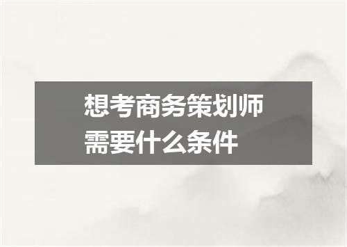 想考商务策划师需要什么条件