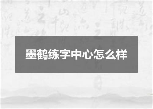 墨鹤练字中心怎么样