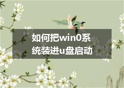 如何把win0系统装进u盘启动