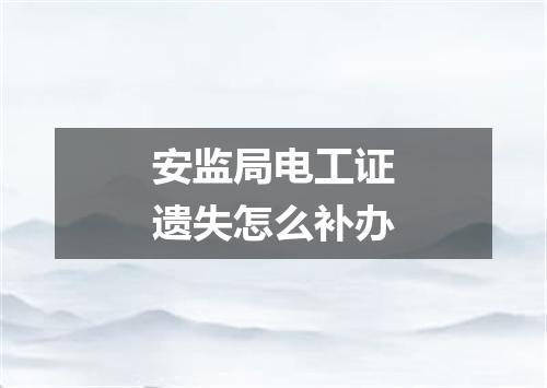 安监局电工证遗失怎么补办