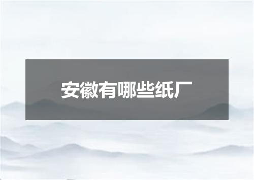安徽有哪些纸厂