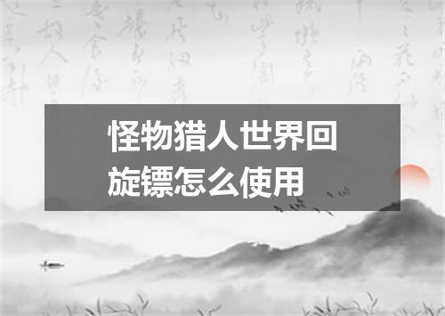 怪物猎人世界回旋镖怎么使用