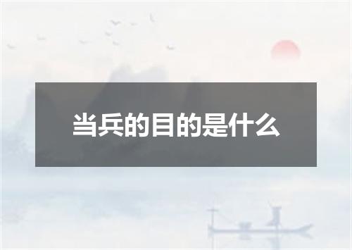 当兵的目的是什么