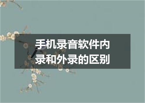 手机录音软件内录和外录的区别