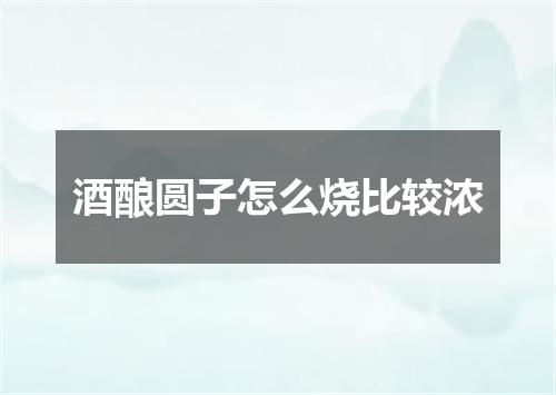 酒酿圆子怎么烧比较浓