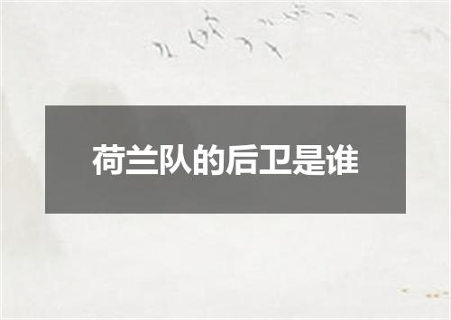 荷兰队的后卫是谁