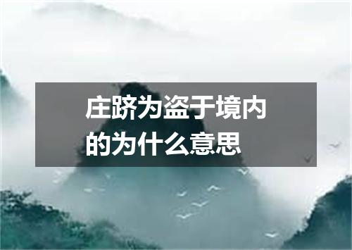 庄跻为盗于境内的为什么意思