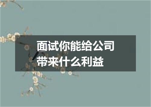 面试你能给公司带来什么利益