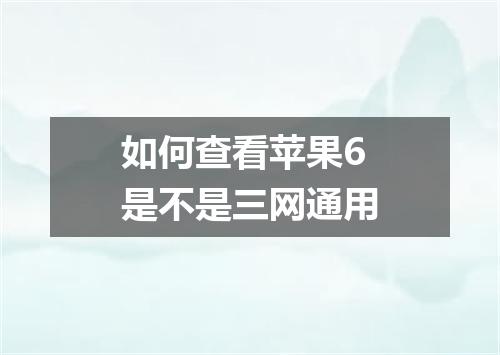 如何查看苹果6是不是三网通用