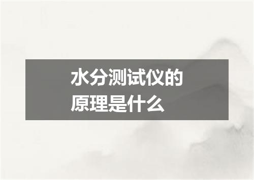 水分测试仪的原理是什么